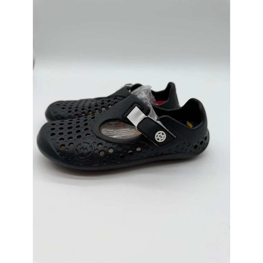 Kids Black Perforated EVA Water Shoes Slip On Flats Size 29 EU